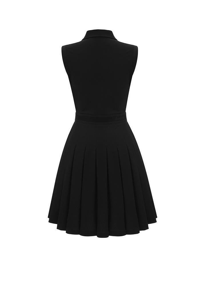 Pleated flared banded dress - DF2WWO531M / BLACK