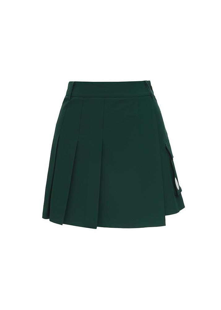 Wrap unbalanced pleated culottes - DF2WCU432M / D.GREEN