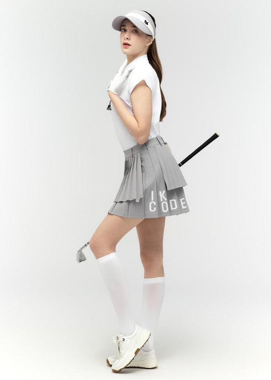 Logo lettering double pleats culottes - DF2WCU434M / GREY