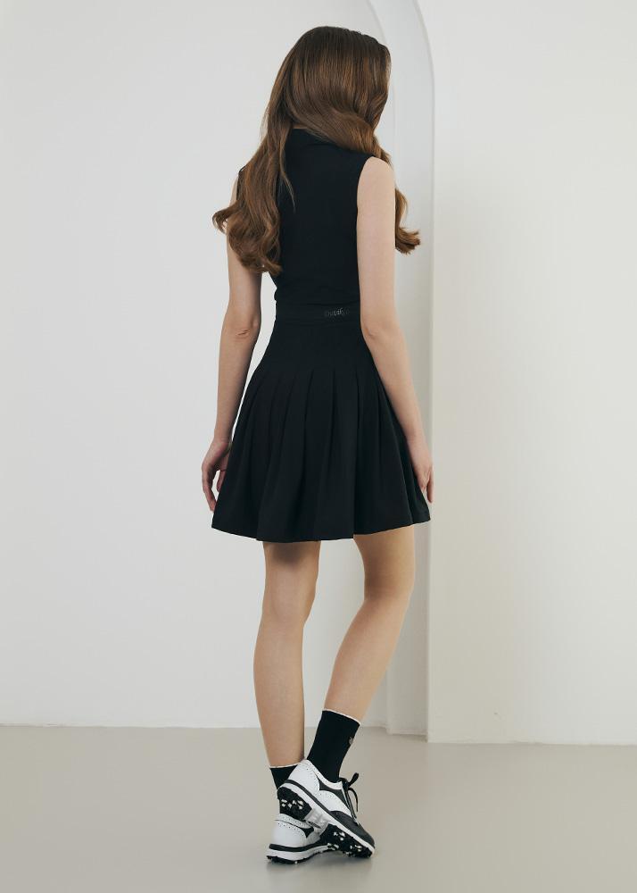 Pleated flared banded dress - DF2WWO531M / BLACK