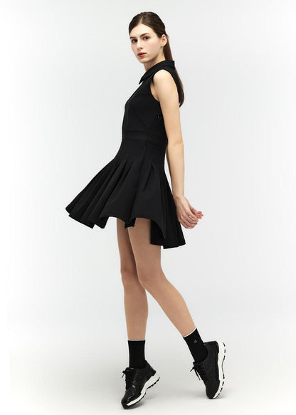 Pleated flared banded dress - DF2WWO531M / BLACK