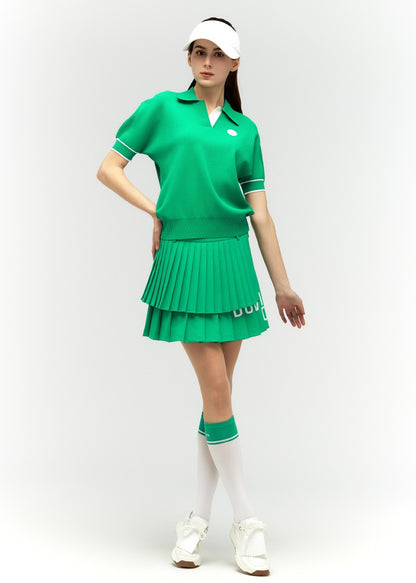 Logo lettering double pleats culottes - DF2WCU434M / A.GREEN