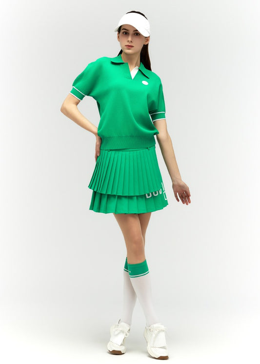 Logo lettering double pleats culottes - DF2WCU434M / A.GREEN
