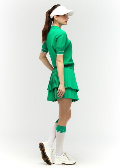 Logo lettering double pleats culottes - DF2WCU434M / A.GREEN