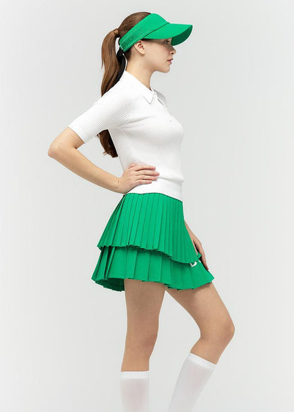Logo lettering double pleats culottes - DF2WCU434M / A.GREEN