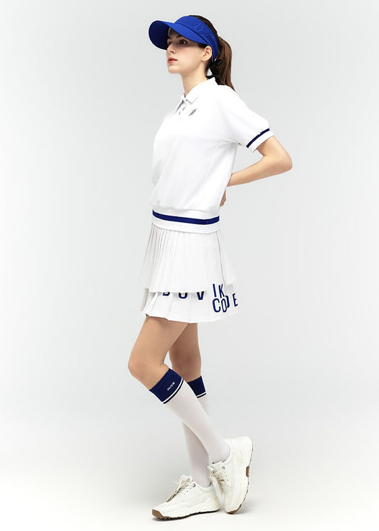 Logo lettering double pleats culottes - DF2WCU434M / WHITE