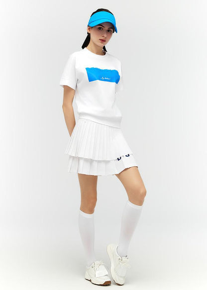 Logo lettering double pleats culottes - DF2WCU434M / WHITE