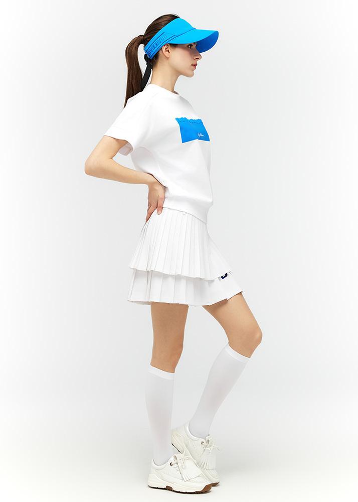 Logo lettering double pleats culottes - DF2WCU434M / WHITE