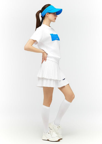 Logo lettering double pleats culottes - DF2WCU434M / WHITE