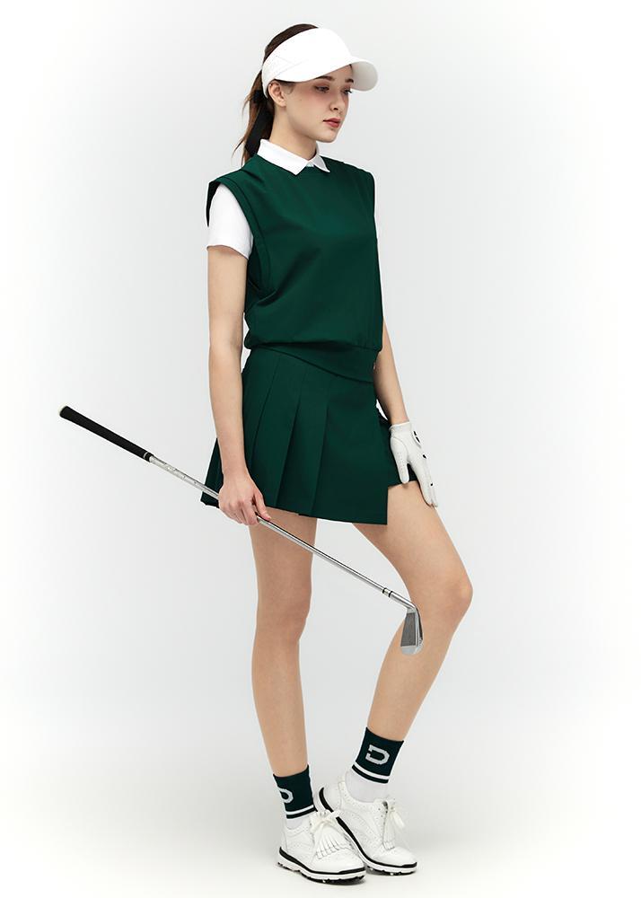 Wrap unbalanced pleated culottes - DF2WCU432M / D.GREEN