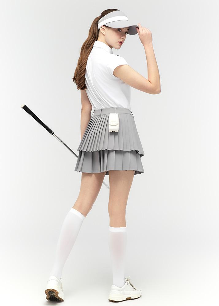 Logo lettering double pleats culottes - DF2WCU434M / GREY