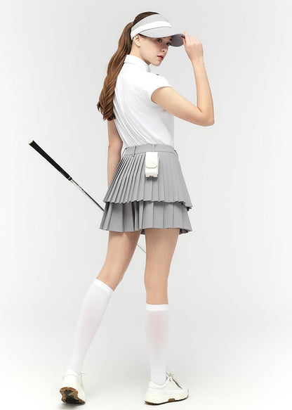 Logo lettering double pleats culottes - DF2WCU434M / GREY