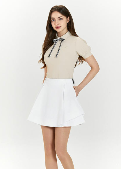 Double flare banded culottes - DF2WCU433M / WHITE
