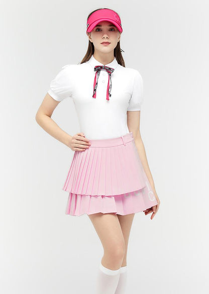Logo lettering double pleats culottes - DF2WCU434M / L.PINK