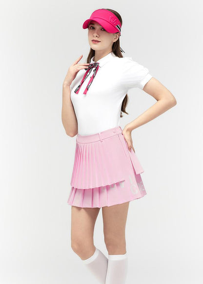 Logo lettering double pleats culottes - DF2WCU434M / L.PINK