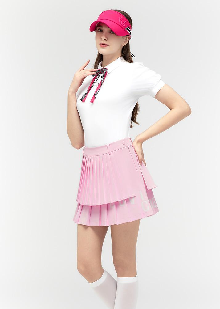 Logo lettering double pleats culottes - DF2WCU434M / L.PINK