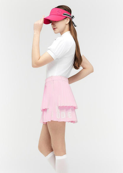 Logo lettering double pleats culottes - DF2WCU434M / L.PINK