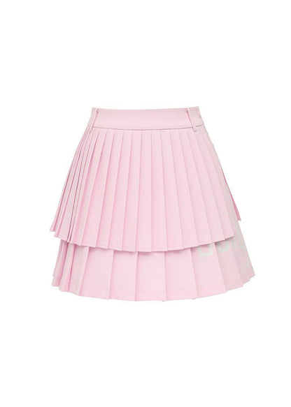 Logo lettering double pleats culottes - DF2WCU434M / L.PINK