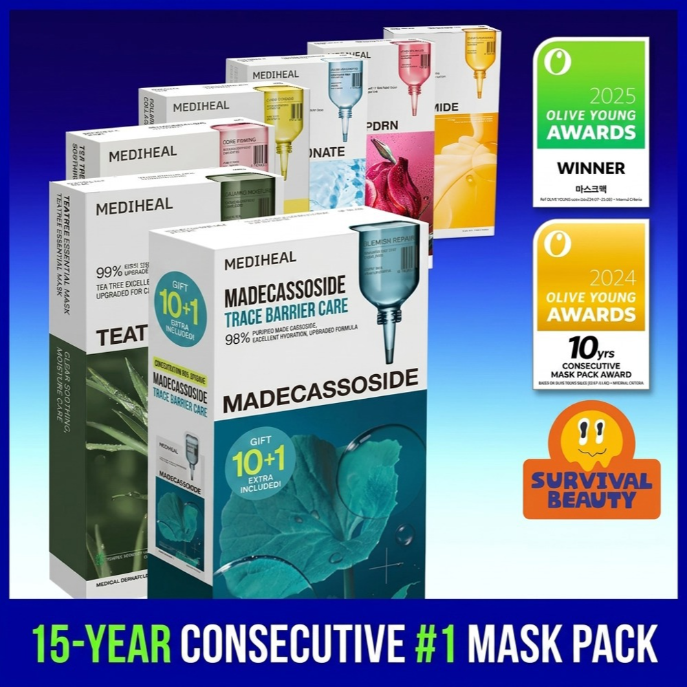 [1st for 15 Consecutive Years] Mediheal Essential Mask Pack 10/10+1 Sheet Special Set 7 Types Mix and Match