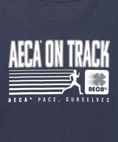 aecawhite AECA ON TRACK HALF SLEEVE TEE-NAVY